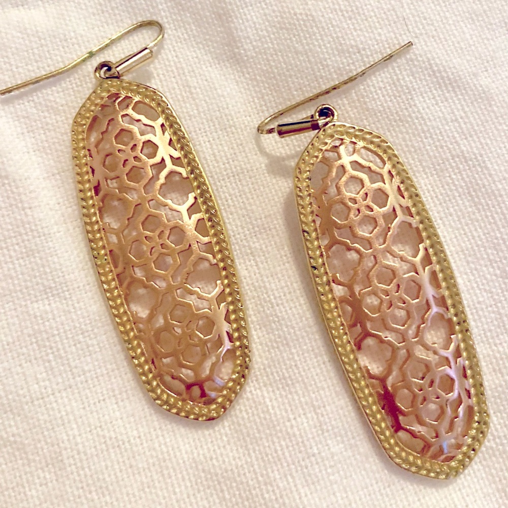 Kendra Scott Gold Brenden Earrings Rose Filigree